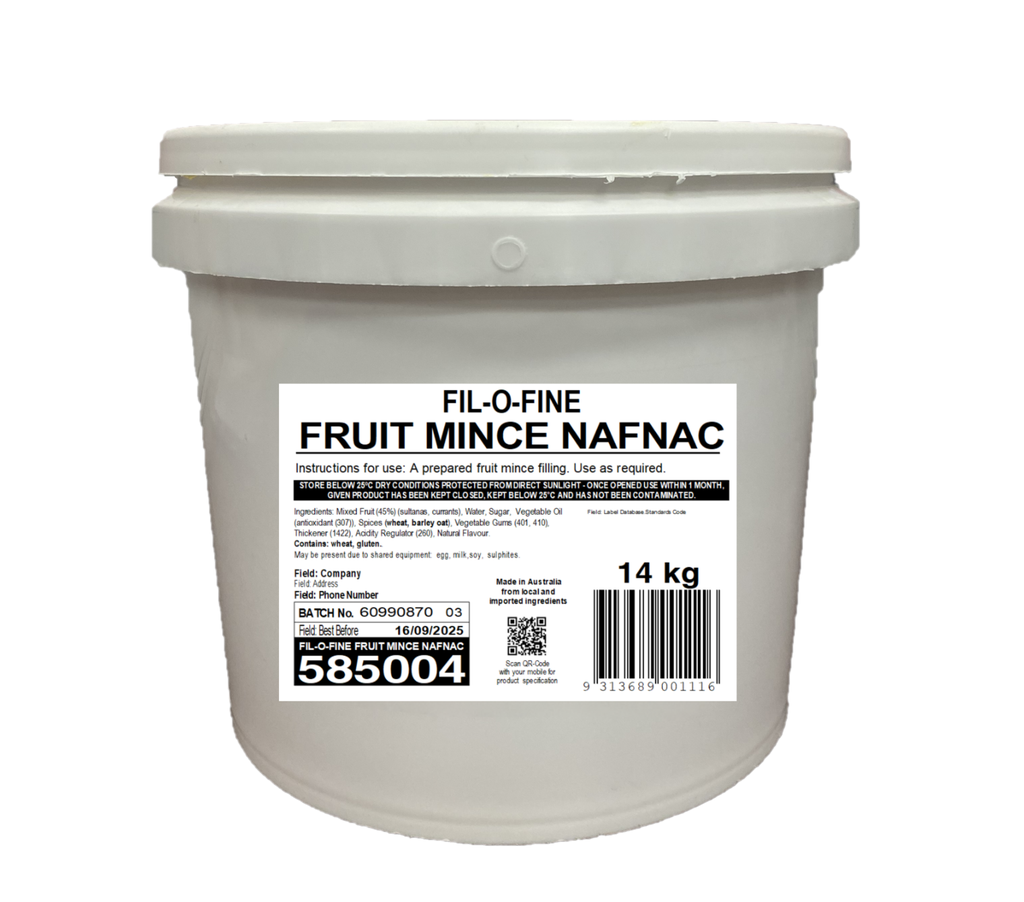 FRUIT MINCE FILLING BAKELS (NO PEEL) 14KG PAIL 