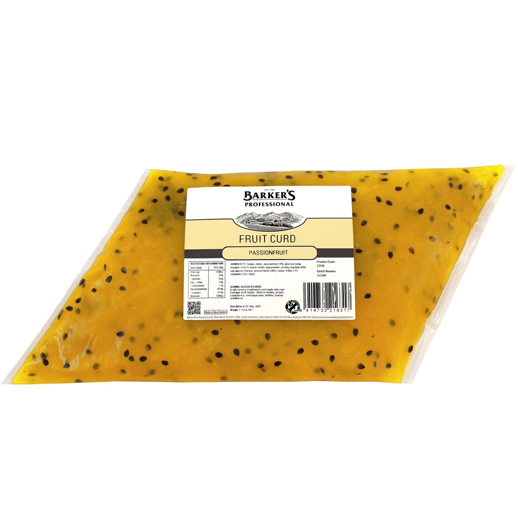 PASSIONFRUIT CURD FILLING BARKERS 4x1.25KG