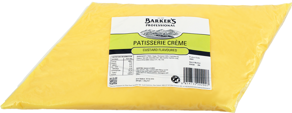 CUSTARD FLAVOURED PATISSERIE FILLING BARKERS 4x1.25KG