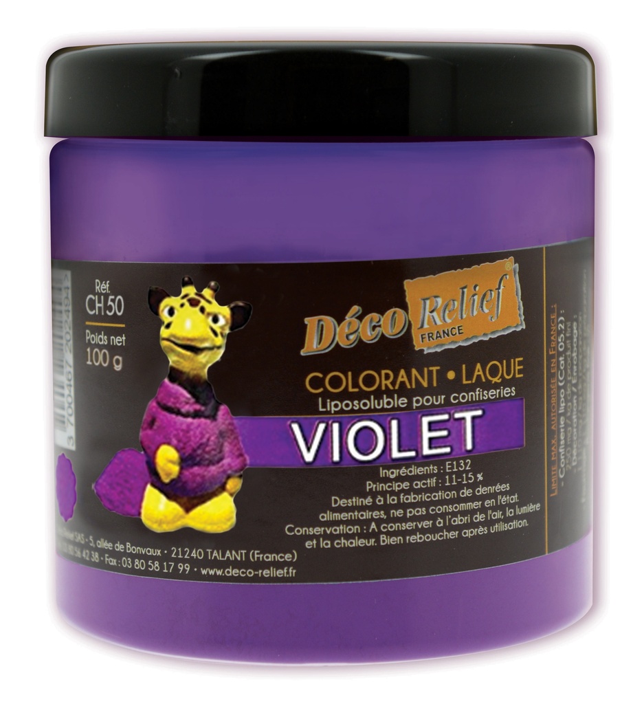 COLOUR VIOLET PURPLE POWDER LIPO SOLUBLE 100g DECO RELIEF 