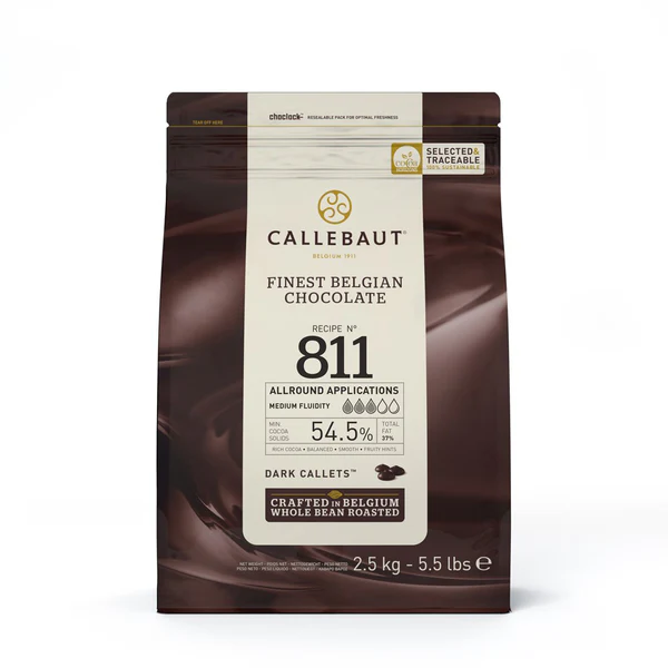 CHOCOLATE CALLEBAUT 811 DARK CALLETS 54.5% 2.5KG