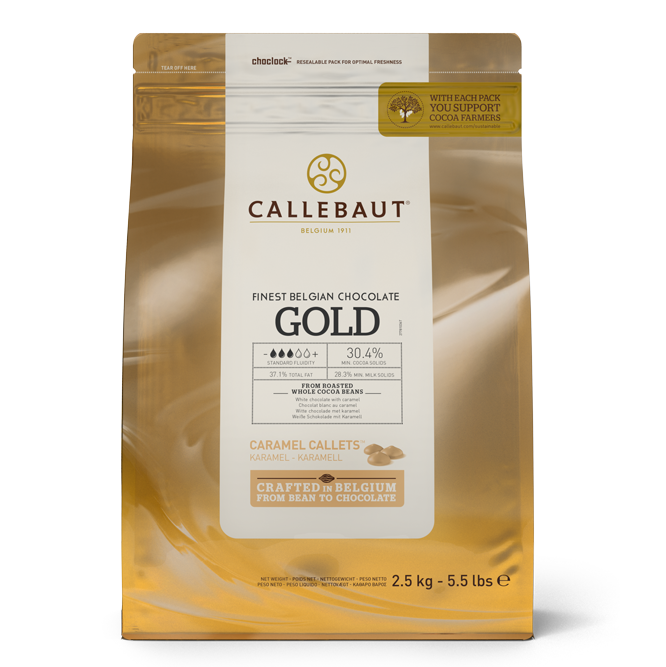 CHOCOLATE CALLEBAUT GOLD CALLETS 30.4% 2.5KG