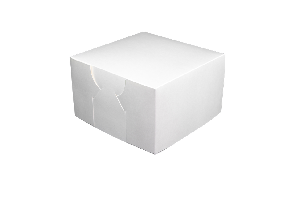 CAKE BOX 8X8X4" 500UM 100/CTN MILK BOARD