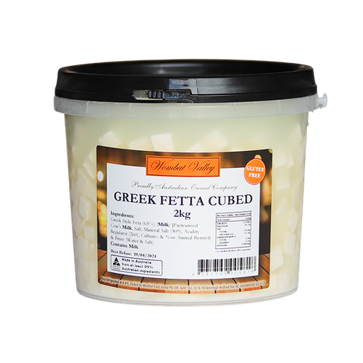 [FETADICED] CHEESE FETA TRADITIONAL CUBED 2KG GREEK WOMBAT VALLEY